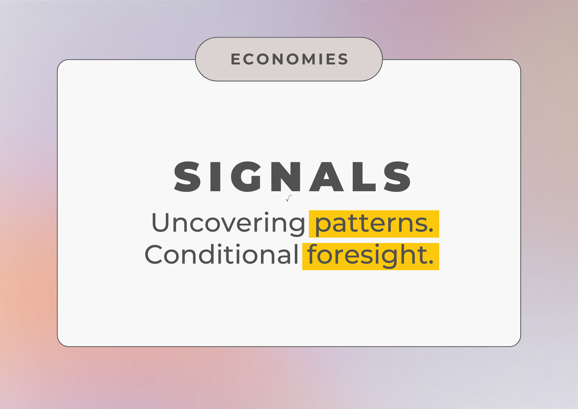 Economies and Signals
